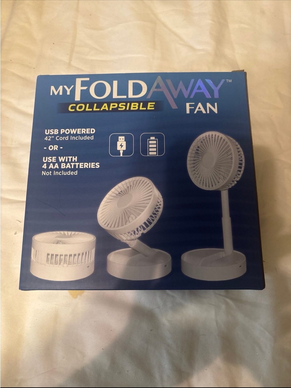 Collapsible Fan - White USB/Battery Powered